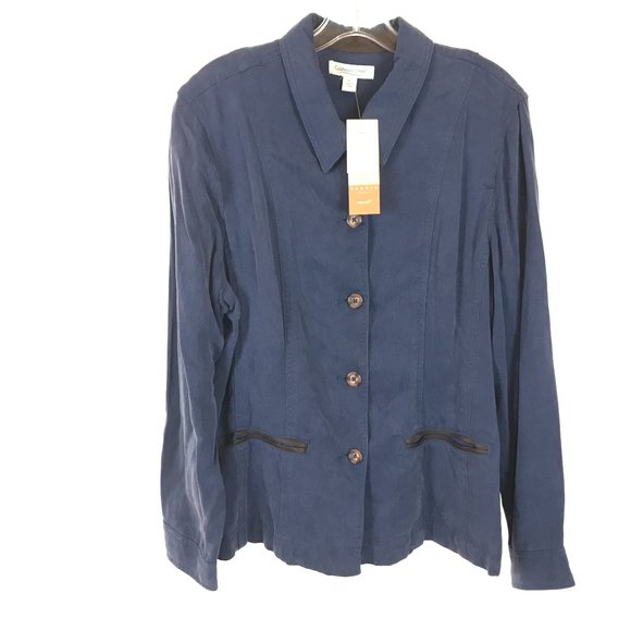 NWT Womens Size XL Coldwater Creek Sleek Blue Tencel Jacket NEW - Picture 1 of 3
